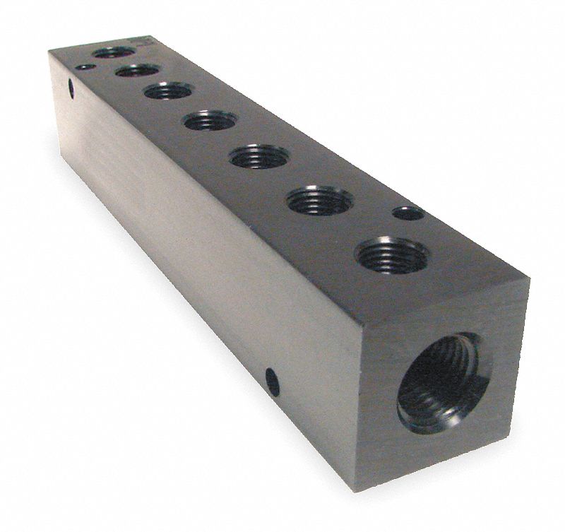 Manifold, 3/8 In Inlet, 7 Outlets, Alum
