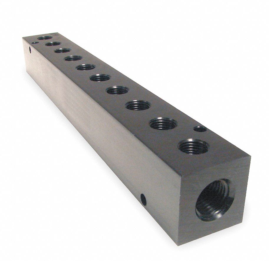 Manifold, 3/8 In Inlet, 10 Outlets, Alum