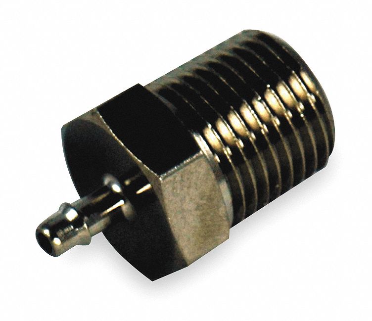 Male Connector, 1/4 x 3/8 In Barb, Brass