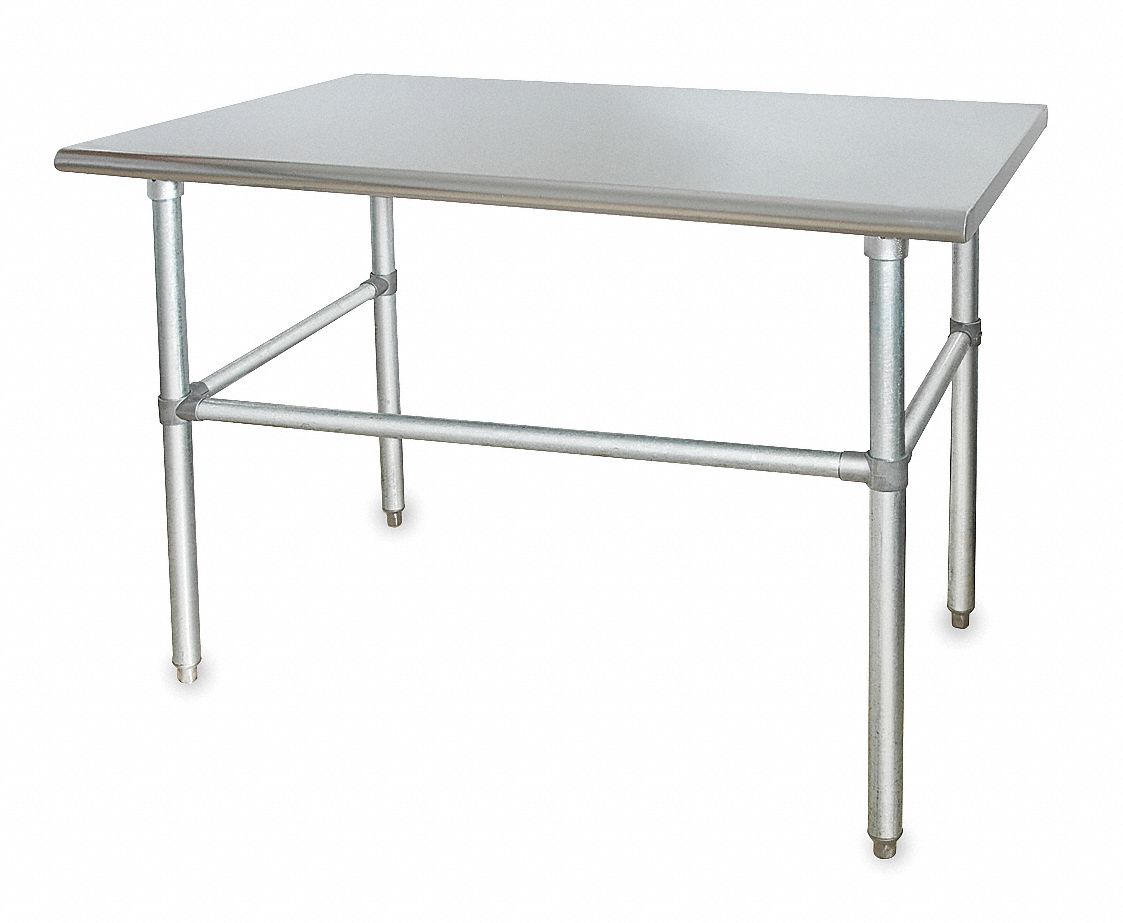 Adj Worktable, W 72 In, D 30 In, SS, Gray