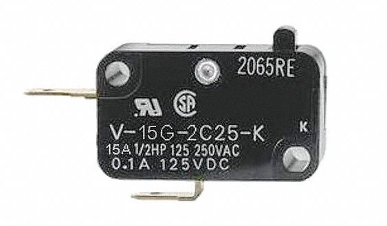Mini Snap Swch, 15A, SPST-NC, Pin Plunger