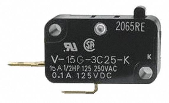 Mini Snap Swch, 15A, SPST-NO, Pin Plunger