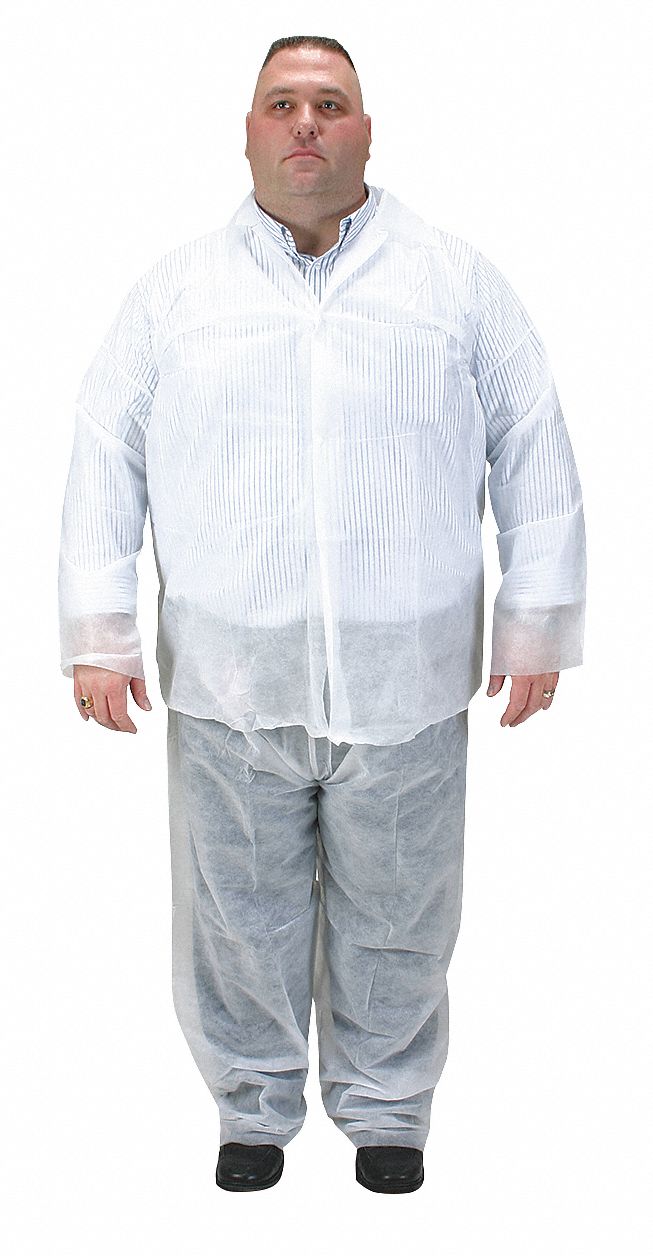 Disposable Collared Shirt, White, XL, PK25