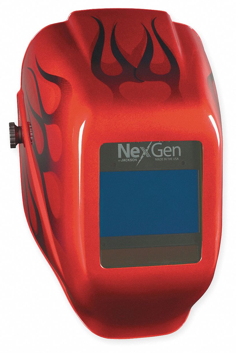 Weld Helmet, Red w/Flames, Shade 9-13