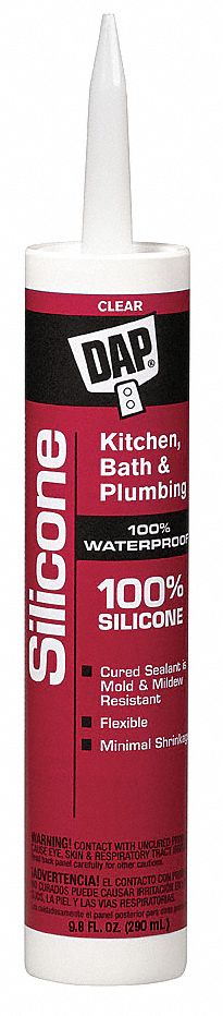 Silicone Rubber Sealant, Clear, 10.1 Oz