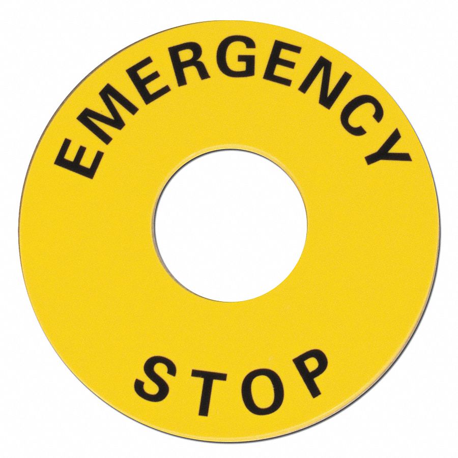 Legend Plate, Emergency Stop, UseW/ 22mm