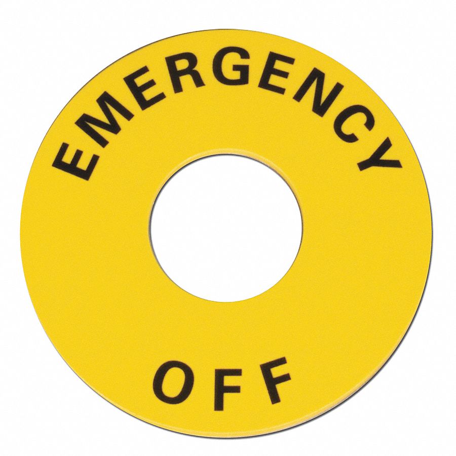 Legend Plate, Emergency Off, UseW/ 22mm