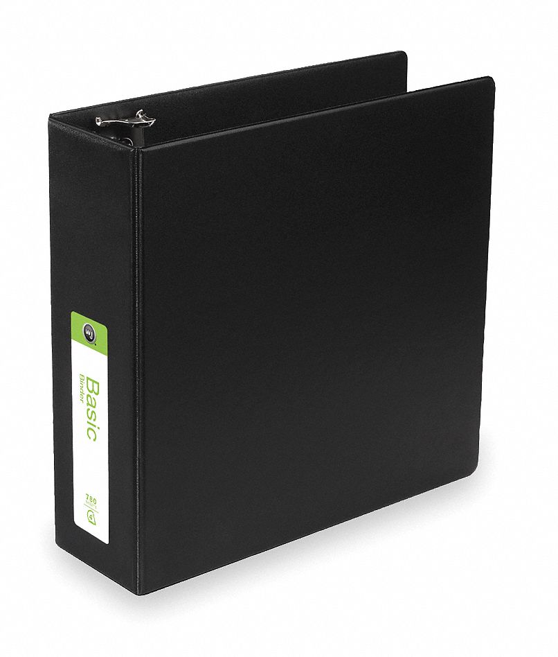 Binder, D-Ring, 4in, Vinyl, Blk