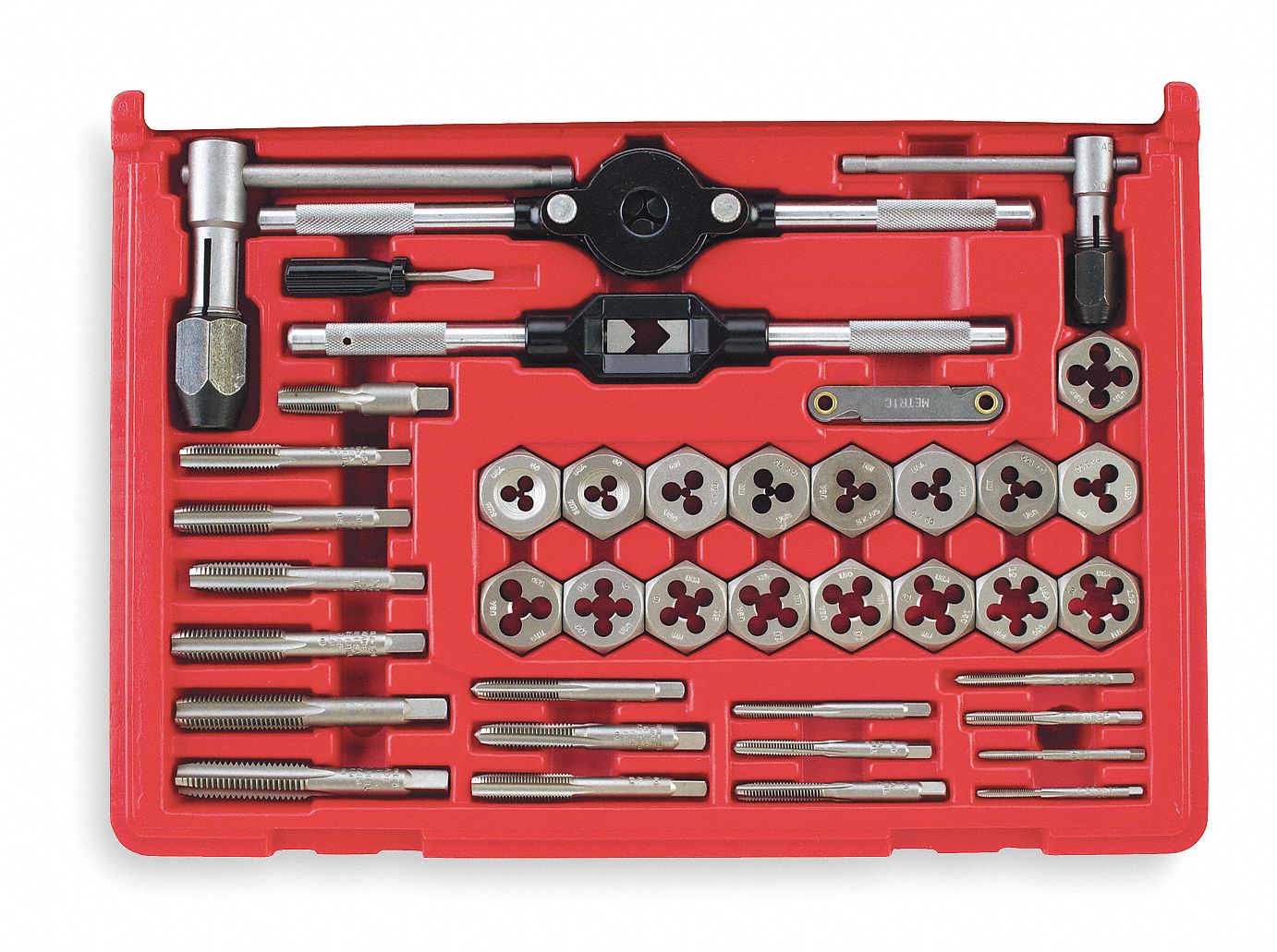 Tap and Die Set, Carbon, Metric, 40 Pcs