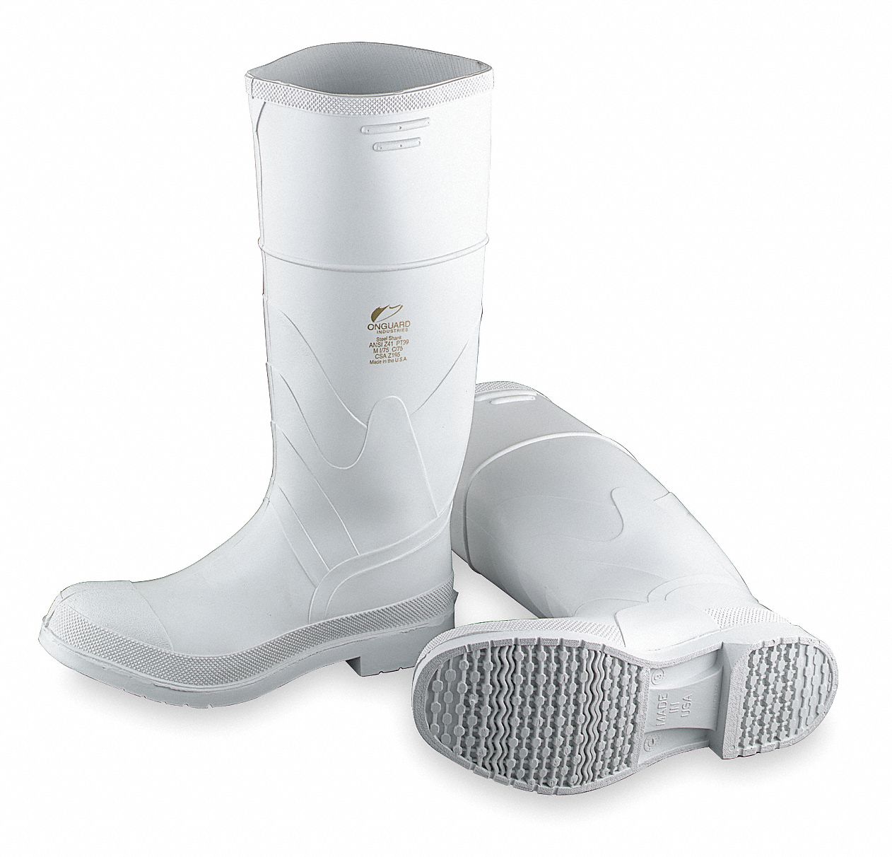 Knee Boots, Men, 9, Steel Toe, White, 1PR