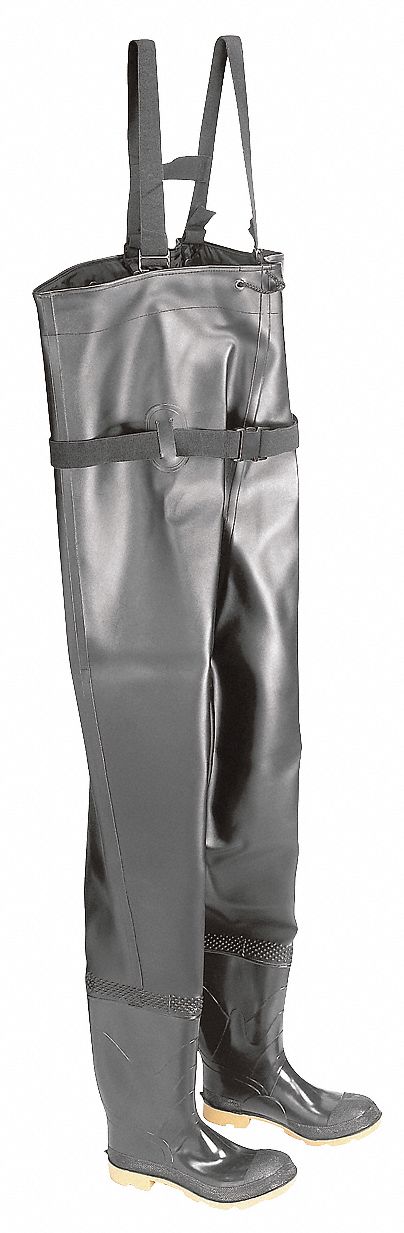 Chest Waders, Stl Toe, Mens, 9, Blk/Tan, 1PR
