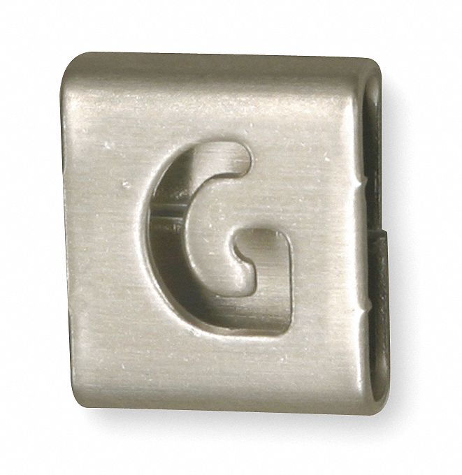 Ltr G Tag, 0.446 x 0.376 In, Sil, Sq, PK25