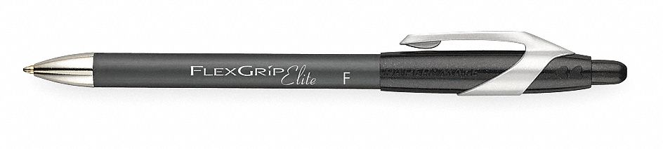 Ballpoint Pen, Retractable, Fine, Blk, PK 12