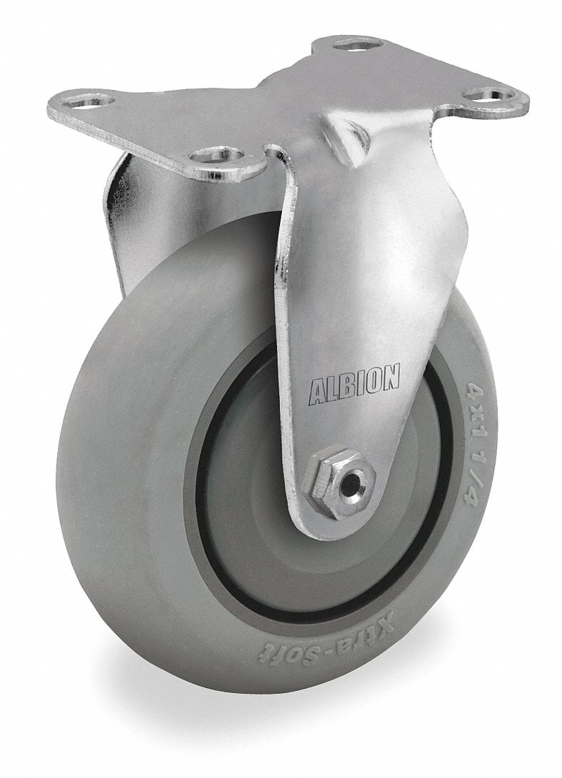 Rigid Plate Caster, 250 lb, 5 In Dia