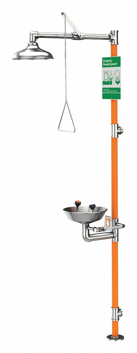Drench Shower With Eyewash, 16 In. W