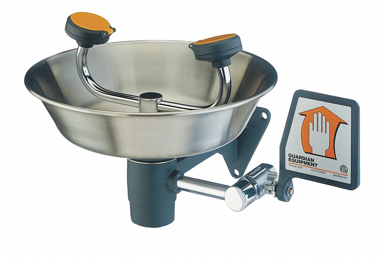 Eyewash Station, Wall Mount, SS, 15-1/2 W