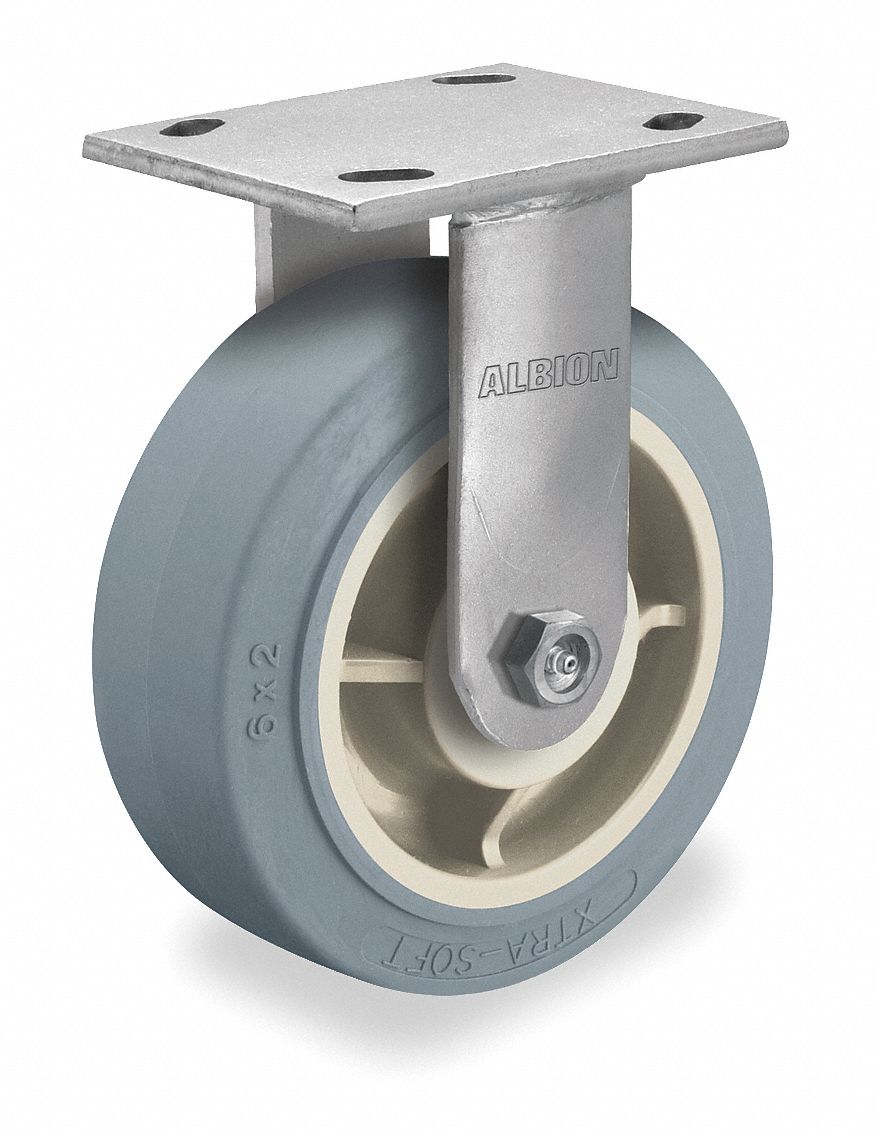 Rigid Plate Caster, 600 lb, 6 In Dia