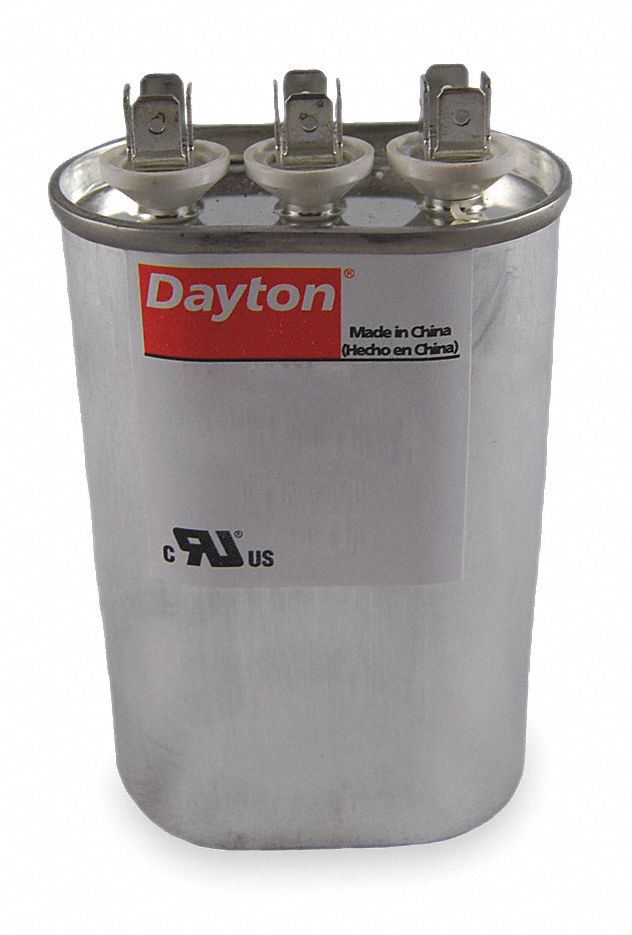 Run Capacitor, 60/5 MFD, 370 VAC, Oval