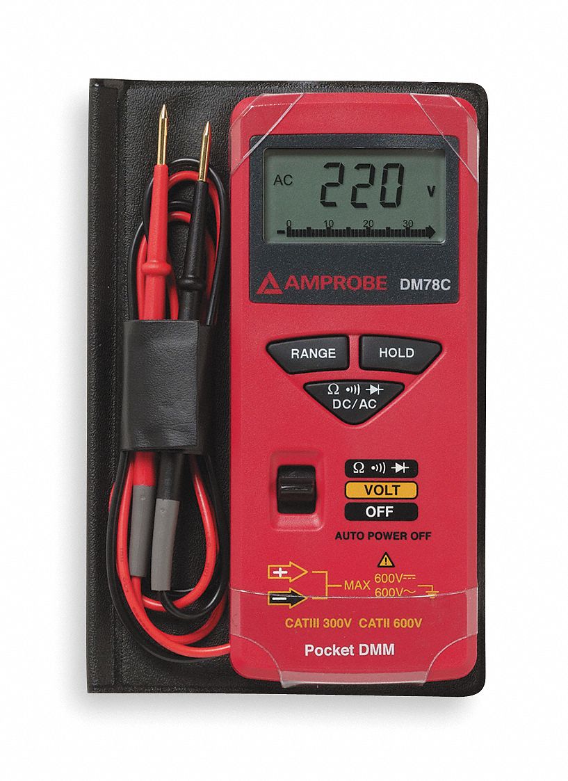 Pocket Digital Multimeter, 600V, 34 MOhms
