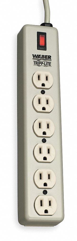Outlet Strip, 15A, 6 Outlets, 6 Ft. Cord