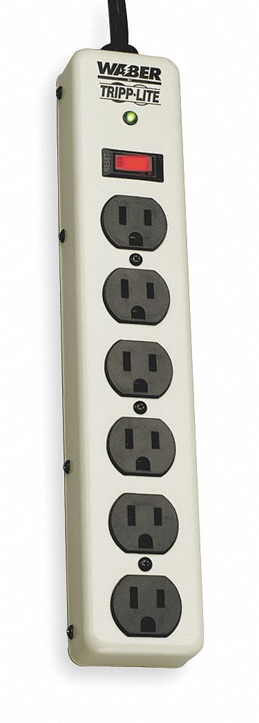 Surge, Metal, 6 Outlets, 6  Ft Cord, LED