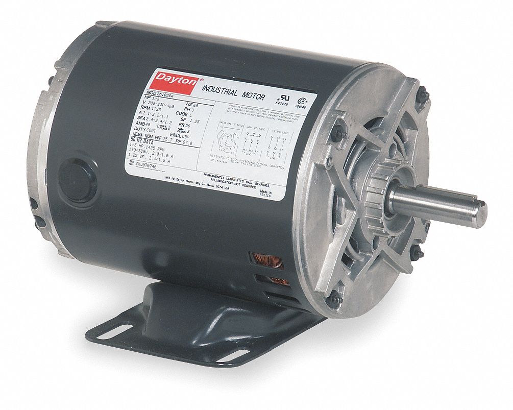 Mtr, 3 Ph, 3/4hp, 1725, 208-230/460, Eff 76.5