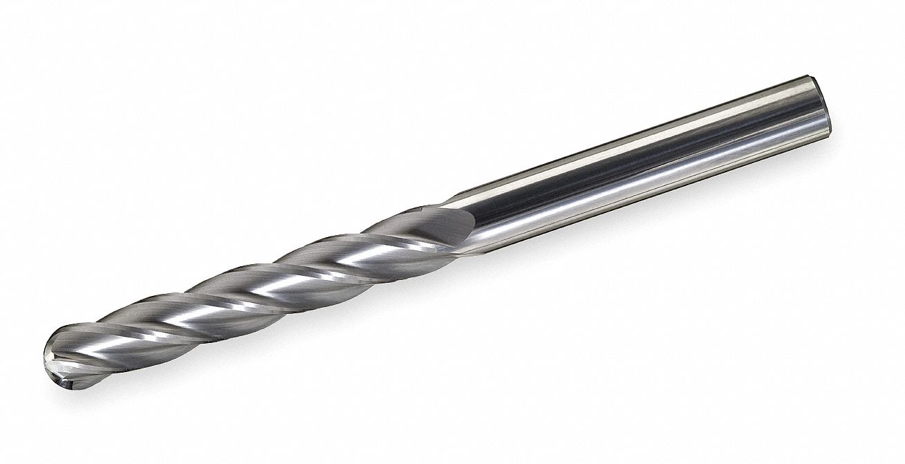 End Mill, Carbide, 1/4, 4 FL, SGL Ball End