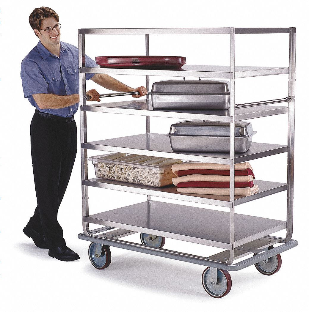 Banquet Cart, Stainless, 5 Shelves, 46x28