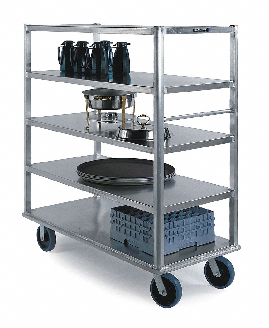 Banquet Cart, Aluminum, 5 Shelves, 73x27