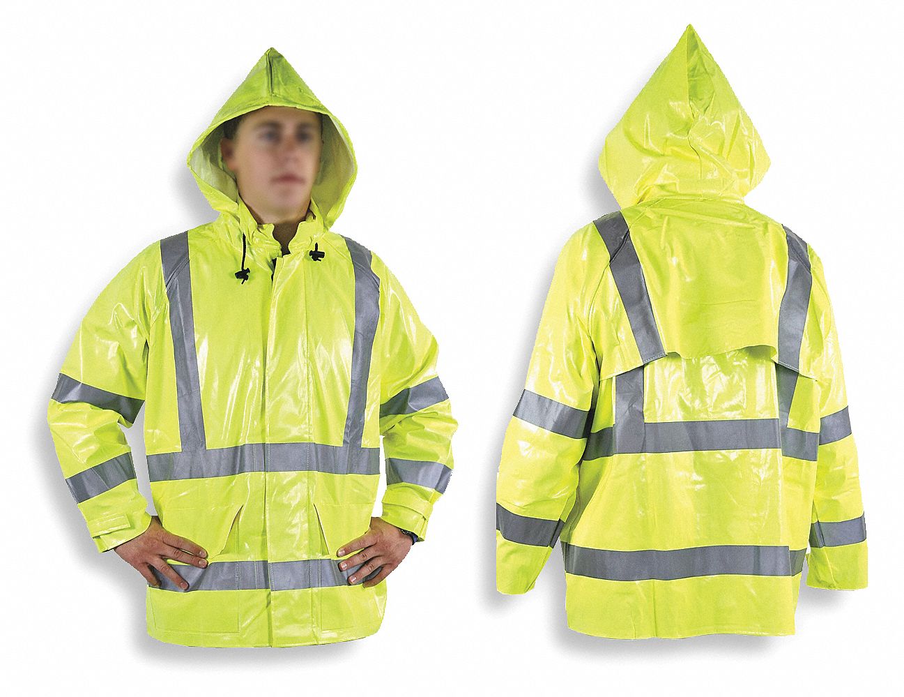 Arc Flash Rain Jacket W/Hd, 2XL, HiVis Ylw