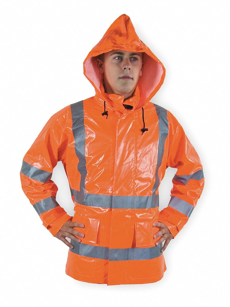 Arc Flash Rain Jacket W/Hd, XL, HiVis Orng