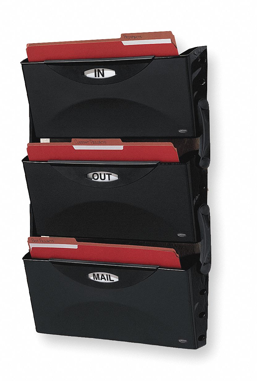 Wall File, Legal, Black, 3 Pockets