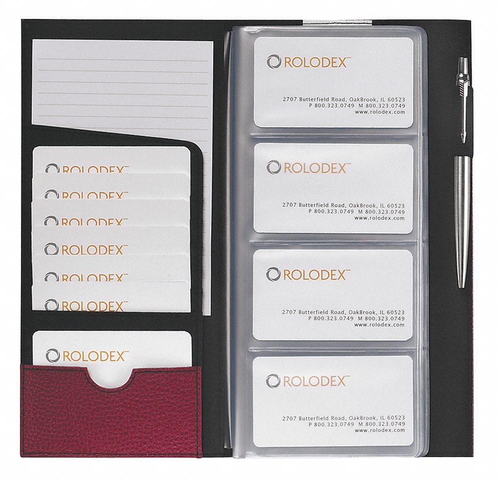 Business Card Book, 96 Cards, Rose, Leather