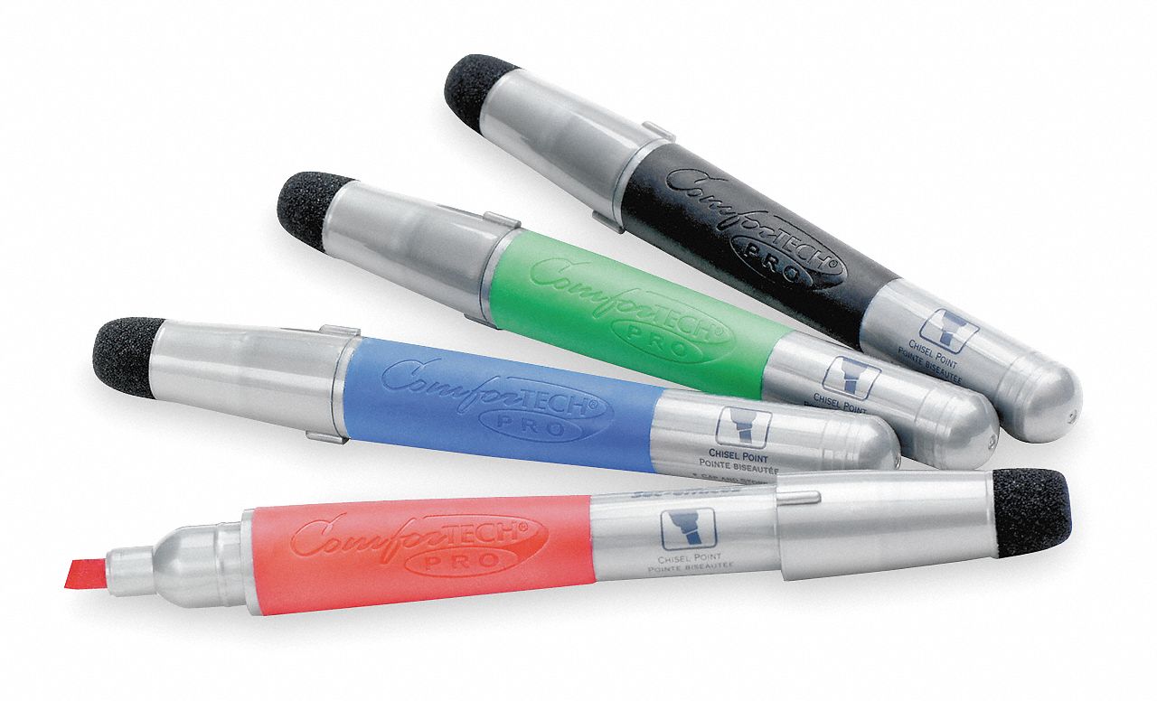 Dry-Erase Marker, Chisel, Grip, Assort, PK4
