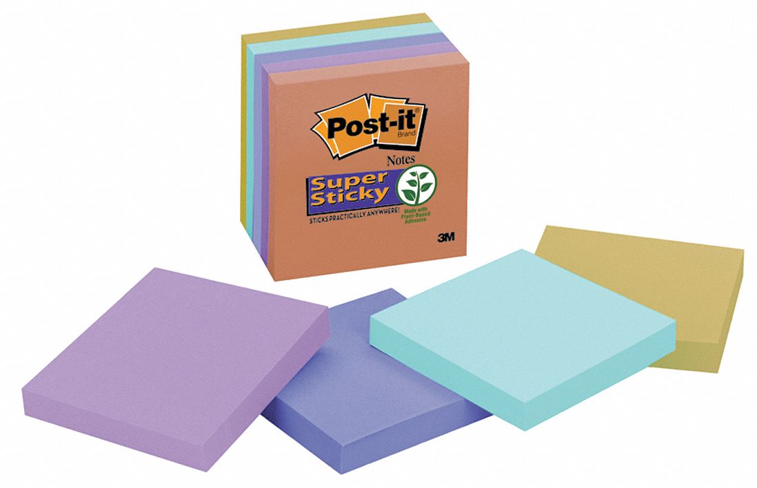 Super Sticky Notes, 3x3 In., Assorted, PK5