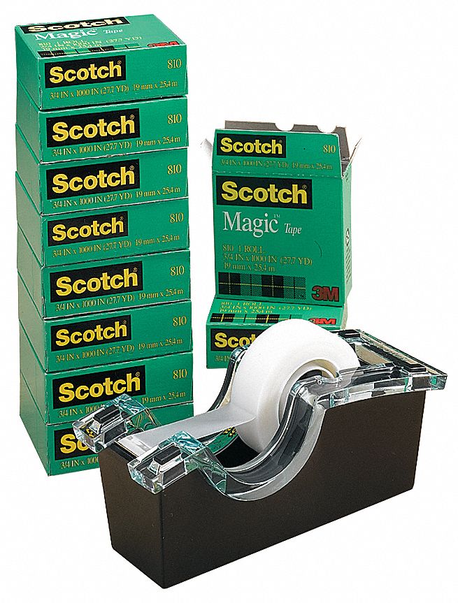 Office Tape w/Dispenser, 3/4 In., PK 10