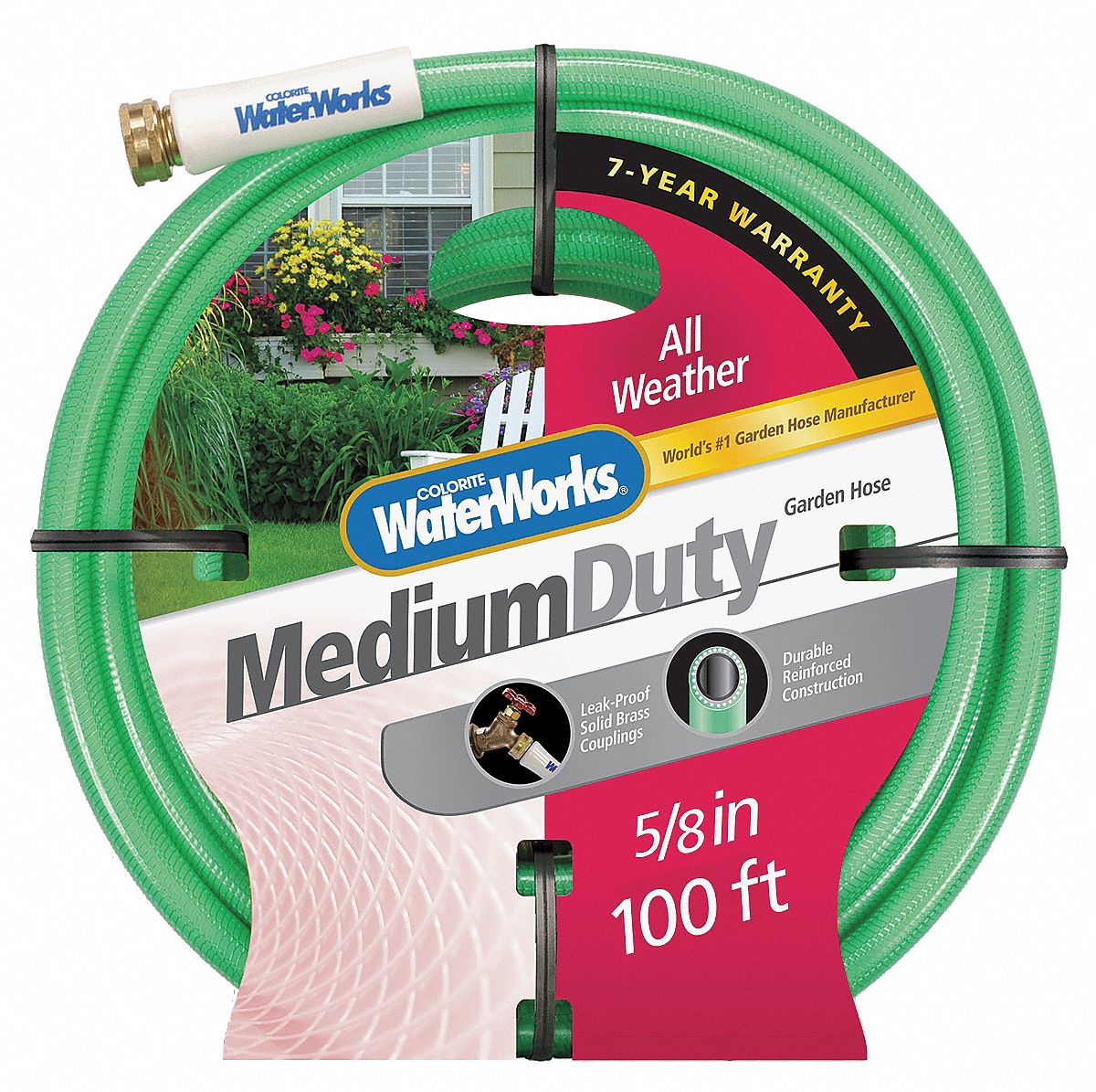 Water Hose, Rnfrcd PVC, 5/8 In ID, 100 ft L