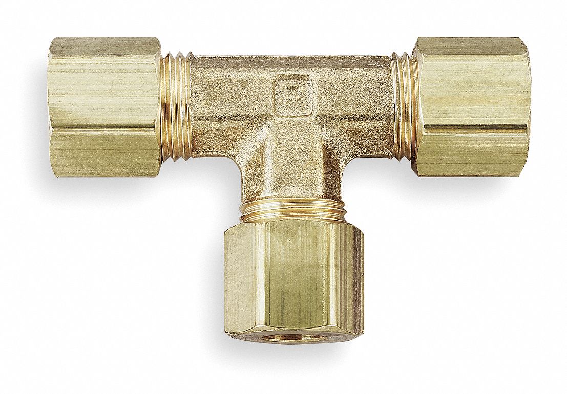 Union Tee, 3/8 In, Tube, Brass, PK 10