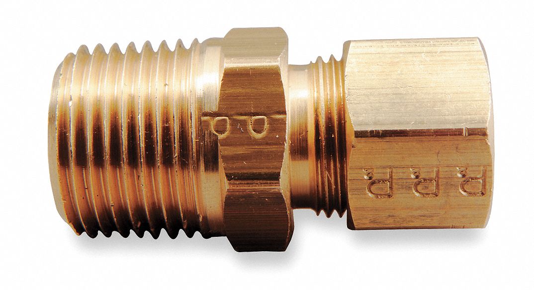 Male Connect, 3/8 In, Tube/MNPT, Brass, PK10