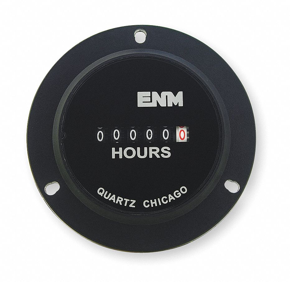 Hour Meter, Electrical, 2.8In, 3-Hole Round