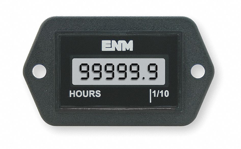 Hour Meter, LCD, 2-Hole Rectangular