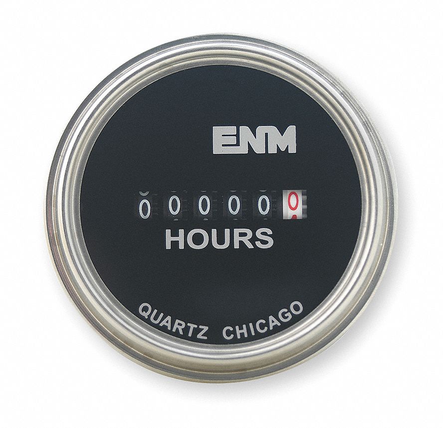 Hour Meter, Electrical, Steel 2.31In, Round