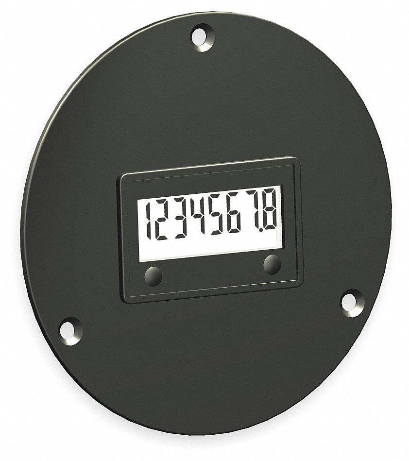 Hour Meter, 3-Hole Round, LCD