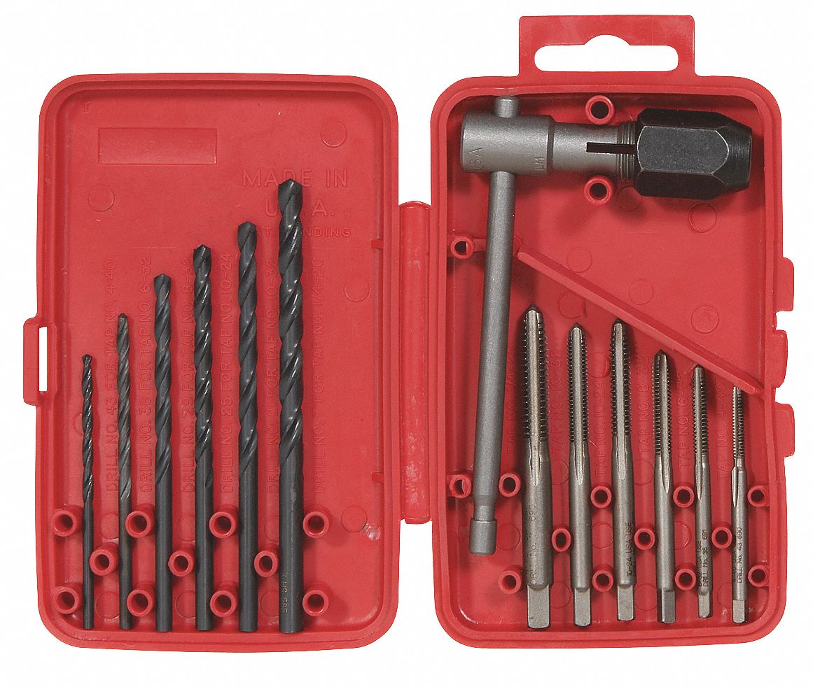 Tap and Drill Bit Set, Electrician, 13 Pcs