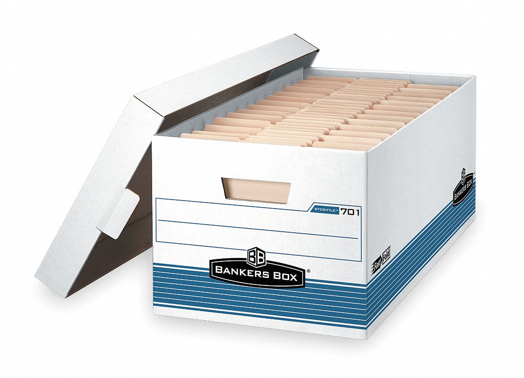 Banker Box, Ltr, Wht/Blue, PK12
