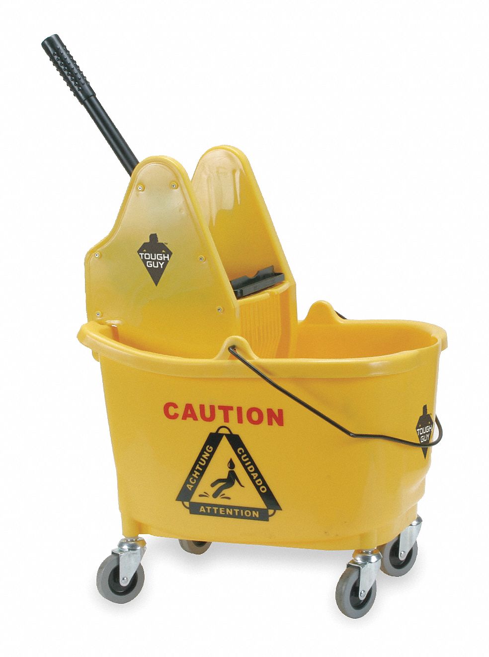 Mop Bucket and Wringer, Yellow, Down Press