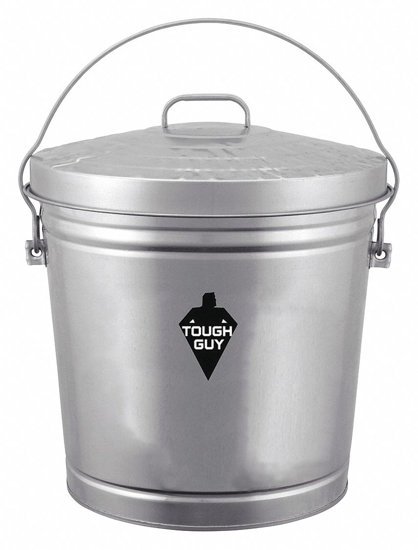 Garbage Pail, Silver, 16-1/4 In., 10 G