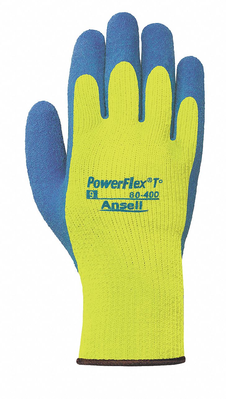 Coated Gloves, L, Blue/Yellow, PR
