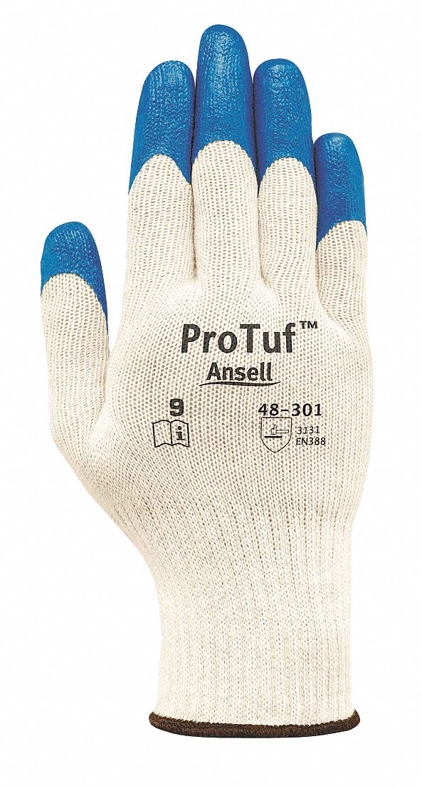 Coated Gloves, L, Blue/Natural, PR