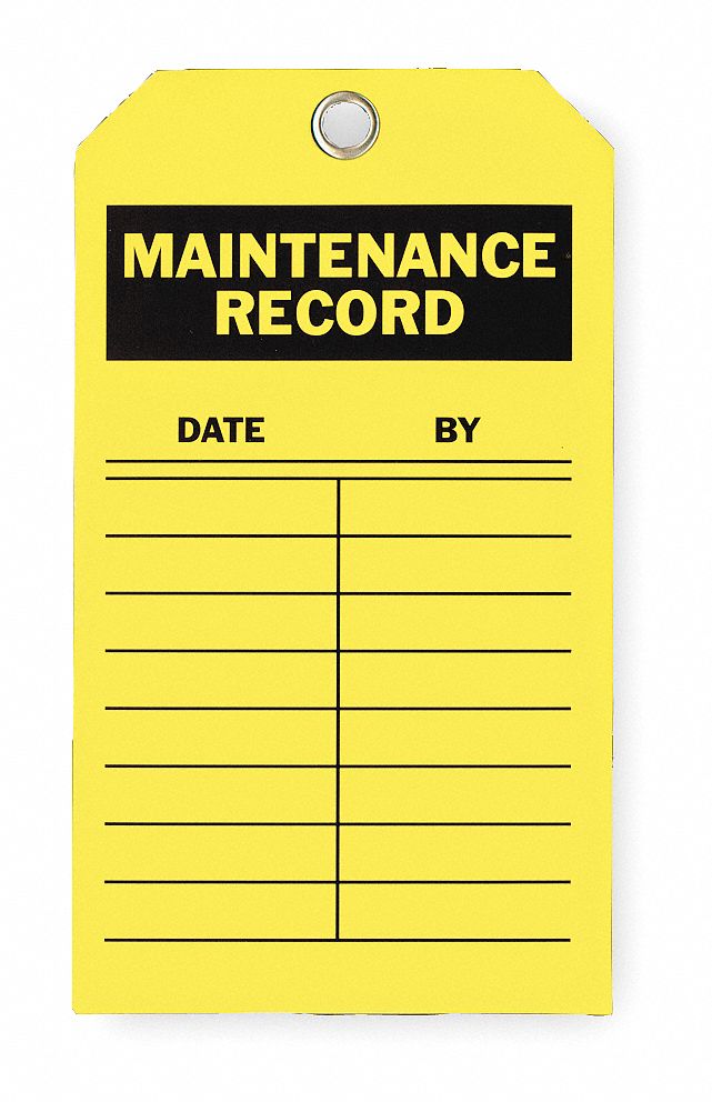 Inspection Tag, 7 x 4 In, Bk/Yel, Met, PK10